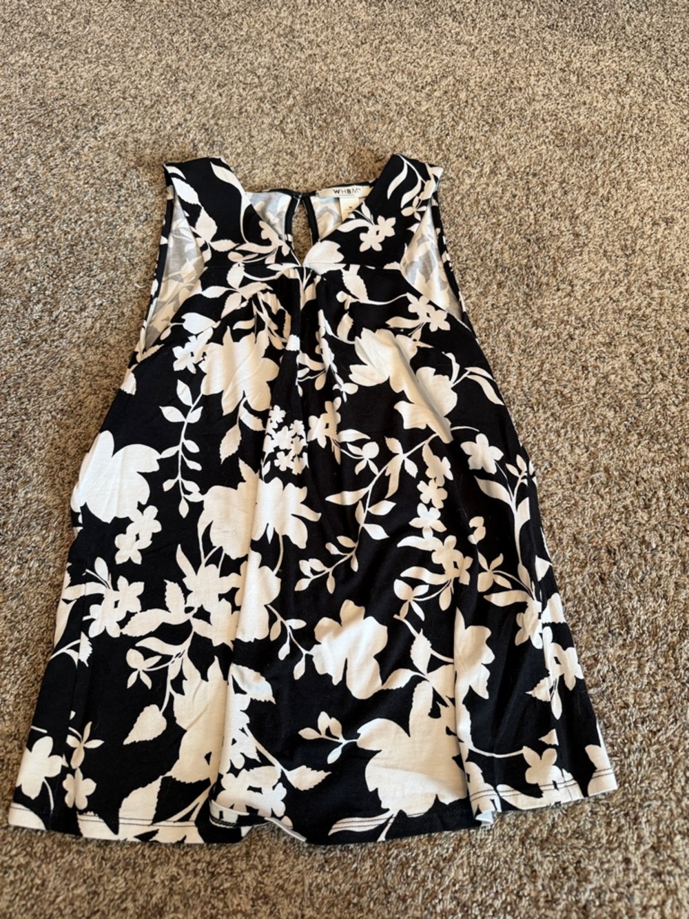 White House Black Market Black and White Floral Swing Tank